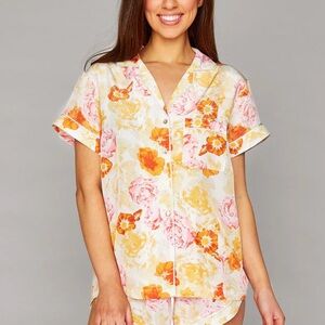 Buddy Love Floral Print Pajama Set - Yellow and Pink
